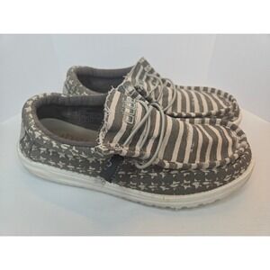 Hey Dude Wally Greyed Patriotic Stars Stripes Canvas Slip On Loafers Mens 7